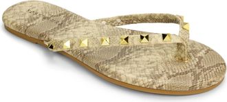 Yosi Samra Womens Rivington Stud Flip Flop In Snake Print