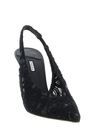 Le Silla Womens Chantilly Slingback Pump Black Cotton Polyamide With