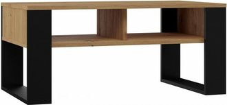 Topeshop Hucoco - Aurea - Mesita Rectangular Estilo Loft - Dimensiones 90x58x50 Cm - Mesita Con 2 Estantes