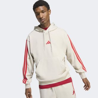 adidas Kapuzensweatshirt ADIDAS SPORTSWEAR M 3S FT HD, Herren, Gr. XXL, wonder aluminium, pure ruby, Obermaterial: 55% Baumwolle, 36% Polyester, 9% Viskose, 