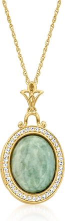Ross-Simons Jade and. White Topaz Locket Necklace in 18kt Gold Over Sterling