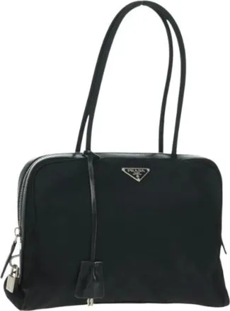 Prada Pre-owned Shoulder Bags, female, Black, Size: ONE SIZE Pre-owned Nylon Shoulder Bag