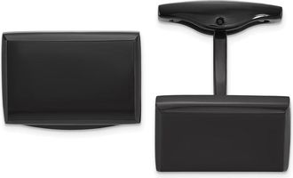 Diamond2Deal Stainless Steel Polished Black IP-plated Rectangle Cuff Links