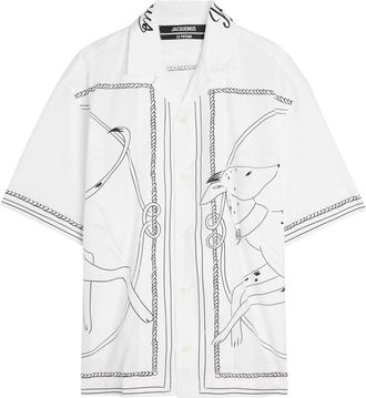 Jacquemus La Chemise Jean Printed Cotton Shirt - White And Black - 50 (IT50 / L)