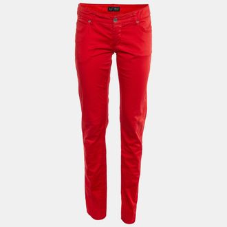 Armani Jeans Red Cotton Slim Fit Pants M/waist 32