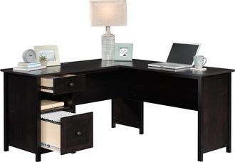 Sauder County Line L Desk, Estate Black finish