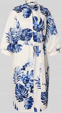 Fynch-Hatton Fynch-Hatton Knielanges Kleid mit floralem Allover-Print in Ecru, Gr&ouml;&szlig;e 38