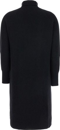 Max Mara Womens Ribbed Long Dress Cashmere Black Mix
