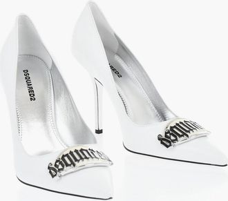 Dsquared2 Leather Pumps with Maxi Metal Logo Plate 10cm Dsquared2