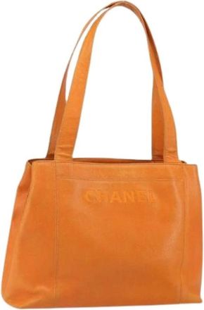 Chanel Pre-owned Tote Bags, female, Orange, Size: ONE SIZE Pre-owned Leather Tote Bag