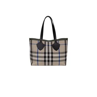 Burberry Medium Check Tote - Dames - Tassen - Beige - Maat: ONE Size Zijde