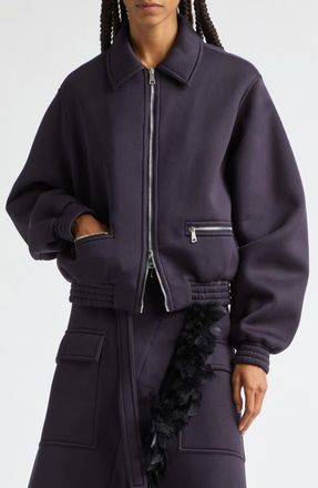 Plan C Viscose Knit Zip Jacket in Blue Black at Nordstrom, Size 40