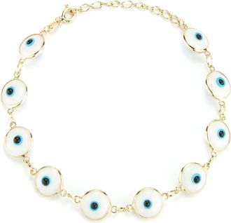 Glaze Jewelry Sterling Silver White Enamel Evil Eye Bracelet