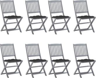 vidaXL Vidaxl - Sillas De Jard&iacute;n Plegables 8 Uds Y Cojines Madera Maciza Acacia