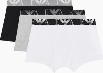Emporio Armani Mens 3-Pack Black/Grey/White Boxer Trunks - Size: 35/34/32