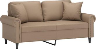 vidaXL Sof&aacute; De 2 Plazas Con Cojines Cuero Sint&eacute;tico Capuchino 140 Cm Vidaxl