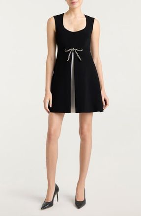 Cinq &agrave; Sept Jo Rhinestone Bow Dress in Black/Ivory at Nordstrom, Size 10