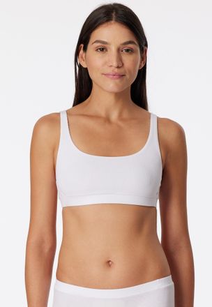 Schiesser Bustier SCHIESSER Pure Rib, Damen, Gr. 40, N-Gr, weiss (wei&szlig;), Rippware, Obermaterial: 50% Baumwolle, 45% Modal, 5% Elasthan, bequem, BHs Bustier, san