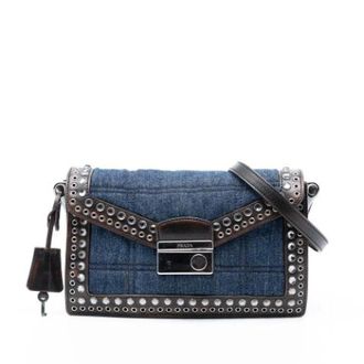 Prada Pre-owned Cross Body Bags, female, Blue, Size: ONE SIZE Pre-owned Denim Crossbody Bag