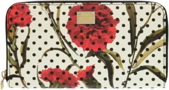 Dolce & Gabbana Ivory Red Color Leather Long Wallet (Bi-Fold) (Pre-Owned)