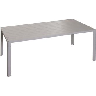 Hhg Tavolo da pranzo in alluminio 603, giardino bistrot terrazza, resistente alle intemperie 180x80cm, grigio chiaro