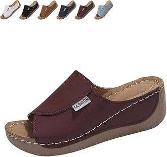 Generic Breathable Platform Slip On Walking Sandals for Women, Arch Support Open Toe Orthopedic Slippers with Thick Cushioned Sole All Day Walking Casual Sand