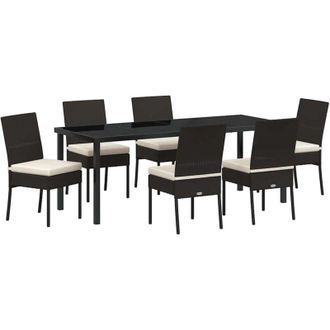 vidaXL Conjunto De Comedor De Jard&iacute;n 7 Pcs Negro Vidaxl