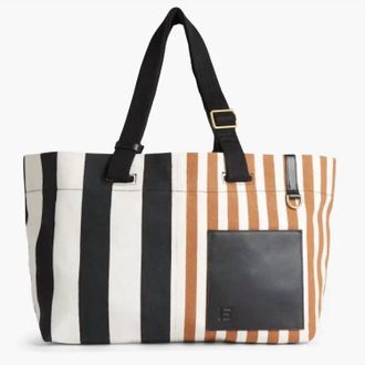Inou&iuml; Editions Womens Sac Street Tricolor Stripe Tote Bag In Black
