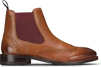 London Brogues Mens Slip On Real Leather Brogue Boots Brown Tan Classic Smart Formal London - Chestnut 7