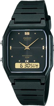 Casio Mens Analog Digital Watch with Black Dial and Gold Accents - AW-48HE-1AV