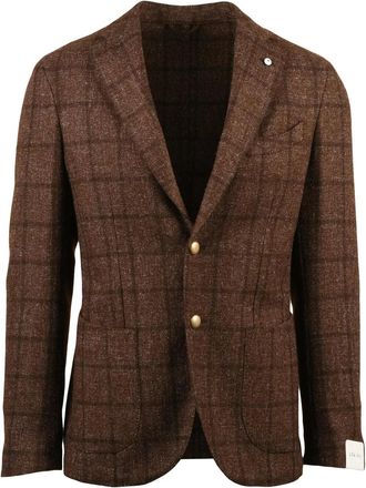 L.B.M. 1911 Textured Wool Blend Jacket with Rounded Silhouette and Button Closure