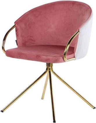 Adda Home Silla Giratoria Velvet Beige-rosa 55x58x77 Cm