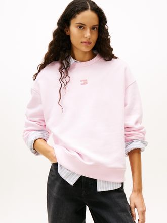 Tommy Jeans Sweatshirt TOMMY JEANS Sweatshirt TJW BXY BADGE, Damen, Gr. 4XL (48), light pink, Sweatware, Obermaterial: 100% Baumwolle, unifarben, regular fit norm