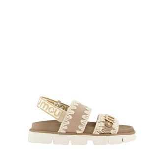 Mou Schoenen, Dames, Beige, 40 EU, Leer, Bio sandaal met bandje aan de achterkant