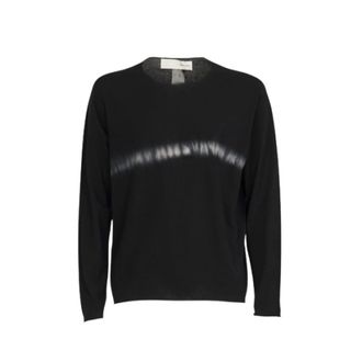 Isabel Benenato Round-neck Knitwear, male, Black, Size: S Cotton Seamless Crew-neck Tye-dye Sweater