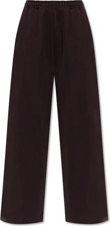 Lacoste Broek met logo - Dames - Wijde Broeken - Bruin - L - Katoen - Broeken