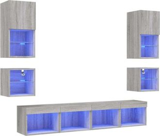 vidaXL Vidaxl - 8 Piece tv Wall Units with led Grey Sonoma Engineered Wood