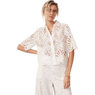 Mint Velvet Broderie Shirt in Ivory at Nordstrom, Size 14
