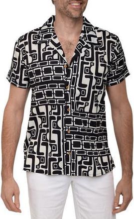 Ranee&rsquo;s Extra Trim Fit Camp Shirt in Black at Nordstrom Rack, Size Xx-Large