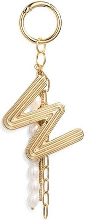 Chelsea28 Initial Faux Pearl Bag Charm in W- White- Gold at Nordstrom