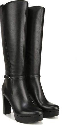 Naturalizer Fenna Boots Womens Black Leather Block Heel Knee-High LION1064