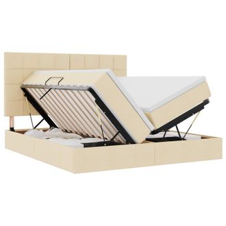 vidaXL Cama De Almacenamiento Led Con Colch&oacute;n Crema 180 X 200 Cm Tela Vidaxl