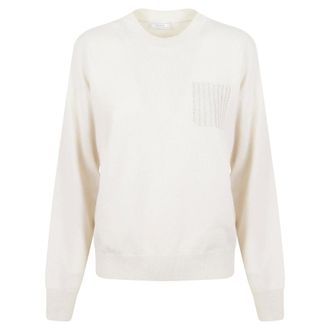 PESERICO Gebreide trui met ronde hals - Dames - Truien - Beige - Maat: XL