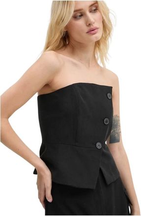 BA&SH Gabriella Bustier - Dames - Tops zonder mouwen - Zwart - S - Linnen - Tops