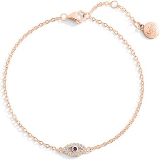 Mint & Lily Dainty Evil Eye Charm Bracelet in 18K Rose Gold Plated at Nordstrom