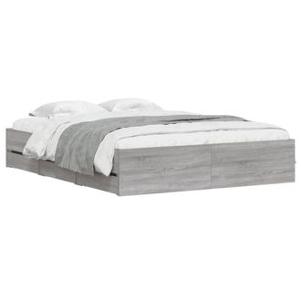 Berkfield Home Modern Bed Frame w/Drawers Frame Grey Sonoma 150x200 cm King Size