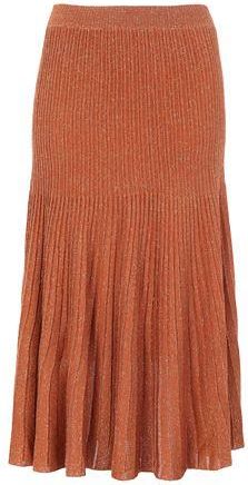 8 by YOOX LUREX VISCOSE HIGH-WAIST PLEATED MIDI SKIRT
