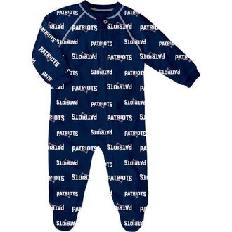 Outerstuff Infant Navy New England Patriots Allover Print Raglan Full-Zip Jumper at Nordstrom, Size 12M