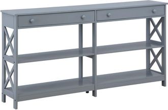 Convenience Concepts Oxford 2 Drawer 60 inch Console Table with Shelves, Gray