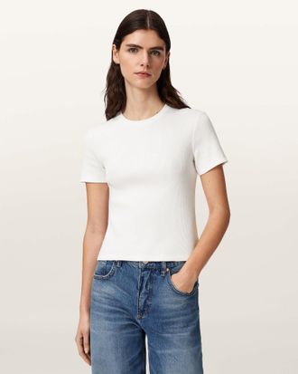 AllSaints Cotton Elena Slim Fit Crew Neck T-Shirt, Size: XS